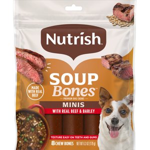 Rachael Ray Nutrish Soup Bones Minis Chews with Real Beef & Barleys Dog Treats, 6.3-oz pouch