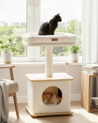 Purrlato 27-in Fleece Covered Modern Cat Tree, Ash White