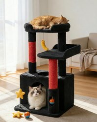 Purrlato 31-in Fleece Covered Hanging Toy Cat Tree, Black