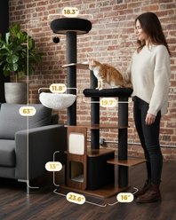 Purrlato 63-in Fleece Covered Modern Cat Tree, Walnut slide 2 of 8