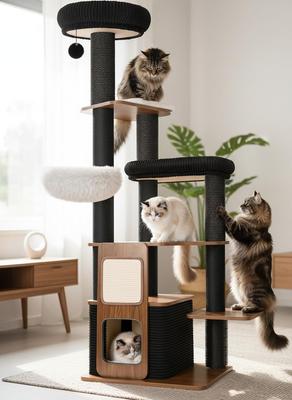 Out of Stock - PURRLATO 63-in Fleece Covered Modern Cat Tree