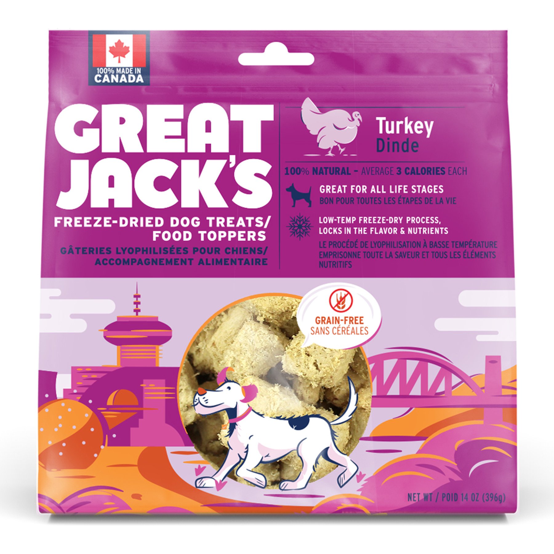 Great Jack's Freeze-Dried Turkey Dog Treats, 14-oz bag