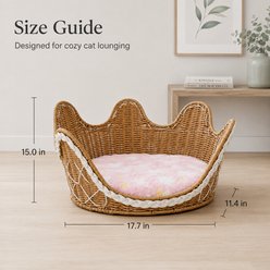 NonoPets Ergonomic Crown-Shaped Nest Premium Hand-Woven Rattan Scratcher Lounge Cave Chew Resistant Bolster Cat Bed, 19.3 x 19.3 x 15.8 slide 2 of 5
