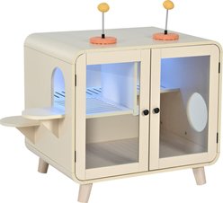 Cesicia Cat Hidden Litter Box Enclosure with RGB LED Light, Beige