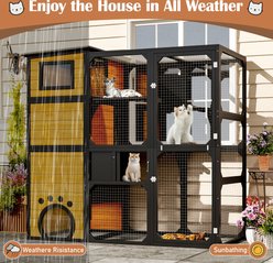Cesicia 4-Tier Weatherproof Attached to Window Metal Cat House, Brown slide 2 of 6