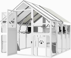 Cesicia Catio Outdoor Metal Cat House with PVC Roof, White