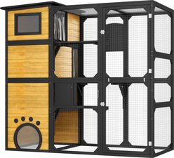 Cesicia 4-Tier Weatherproof Attached to Window Metal Cat House, Brown slide 1 of 6