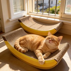 Happy & Polly Interactive Play Banana-Shaped Exercise Cat Scratcher Toy