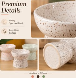 NonoPets Speckled Raised Lead Free Dishwasher Safe Elevated Ceramic Dog & Cat Bowl with Stable Anti-Tip Base, 1.25-cup, Green slide 2 of 8
