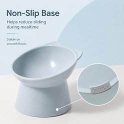 NonoPets Raised Kitty Shaped Neck Protection Elevated Dishwasher Safe Ceramic Plastic Cat Bowl with Tilted Design, 5.3-cup, Grey slide 2 of 7