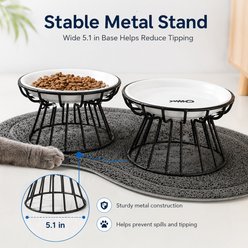 NonoPets Fish Bone Wide Shallow Raised Dishwasher Safe Microwavable Lead Free Removable Elevated Ceramic Dog & Cat Bowl with Metal Stand, 1.04-cup slide 2 of 8
