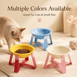 NonoPets Dishwasher Safe Neck Friendly Removable Microwavable Lead Free Elevated Ceramic Dog & Cat Bowl with Iron Stand, 0.67-cup, Yellow slide 2 of 9