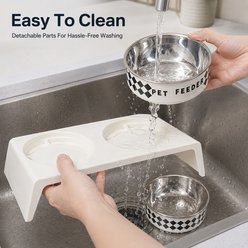 NonoPets Raised Double Elevated Dishwasher Safe Removable Lead Free Stainless Steel Dog & Cat Bowls, 3.3-cup, Black slide 2 of 9