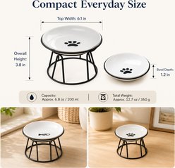 NonoPets Cat Paw Raised Dishwasher Safe Elevated Microwavable Lead Free Ceramic Cat Bowl with Metal Stand, 1.04-cup slide 2 of 9