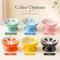 NonoPets Fruit-Style Raised Dishwasher Safe Lead Free Elevated Ceramic Slow Feeder Dog & Cat Bowl, 0.83-cup, Yellow slide 2 of 9