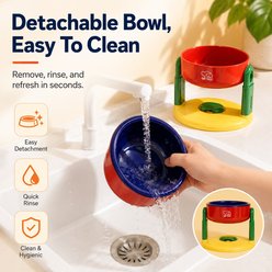 NonoPets Adjustable Elevated Anti-Slip Suction, Neck-Friendly Removable Dishwasher Safe Plastic Dog & Cat Bowl, 1.25-cup, Pink slide 2 of 9