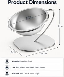NonoPets Raised Dishwasher Safe Lead Free Removable Elevated Stainless Steel Dog & Cat Bowl with 15° Tilted Metal Base, 0.83-cup slide 2 of 9