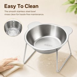 NonoPets 15° Tilted Neck Protection Dishwasher Safe Lead Free Removable Elevated Stainless Steel Cat Bowl with Non-Slip Metal Stand, 1.75-cup slide 2 of 9