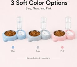 NonoPets 2-in-1 Automatic Dishwasher Safe Lead Free Removable Stainless Steel Dog & Cat Waterer & Food Bowl, 3.2-cup, Pink slide 2 of 9