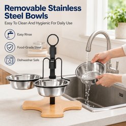 NonoPets Adjustable Removable Lead Free Elevated Stainless Steel Dog & Cat Feeder with 3 Heights & 4 Bowls, 10.24-cup slide 2 of 9