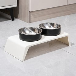 NonoPets Raised Double Elevated Dishwasher Safe Removable Lead Free Microwavable Stainless Steel Dog & Cat Bowls, 3.3-cup, Black