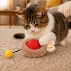 NonoPets Squeaky Plush Ball Pendant Cat Toy, Red