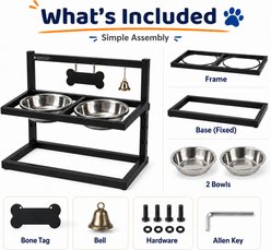 NonoPets Raised Adjustable Elevated Dishwasher Safe Removable Double Lead Free Stainless Steel Dog Bowls, 5-cup slide 2 of 8