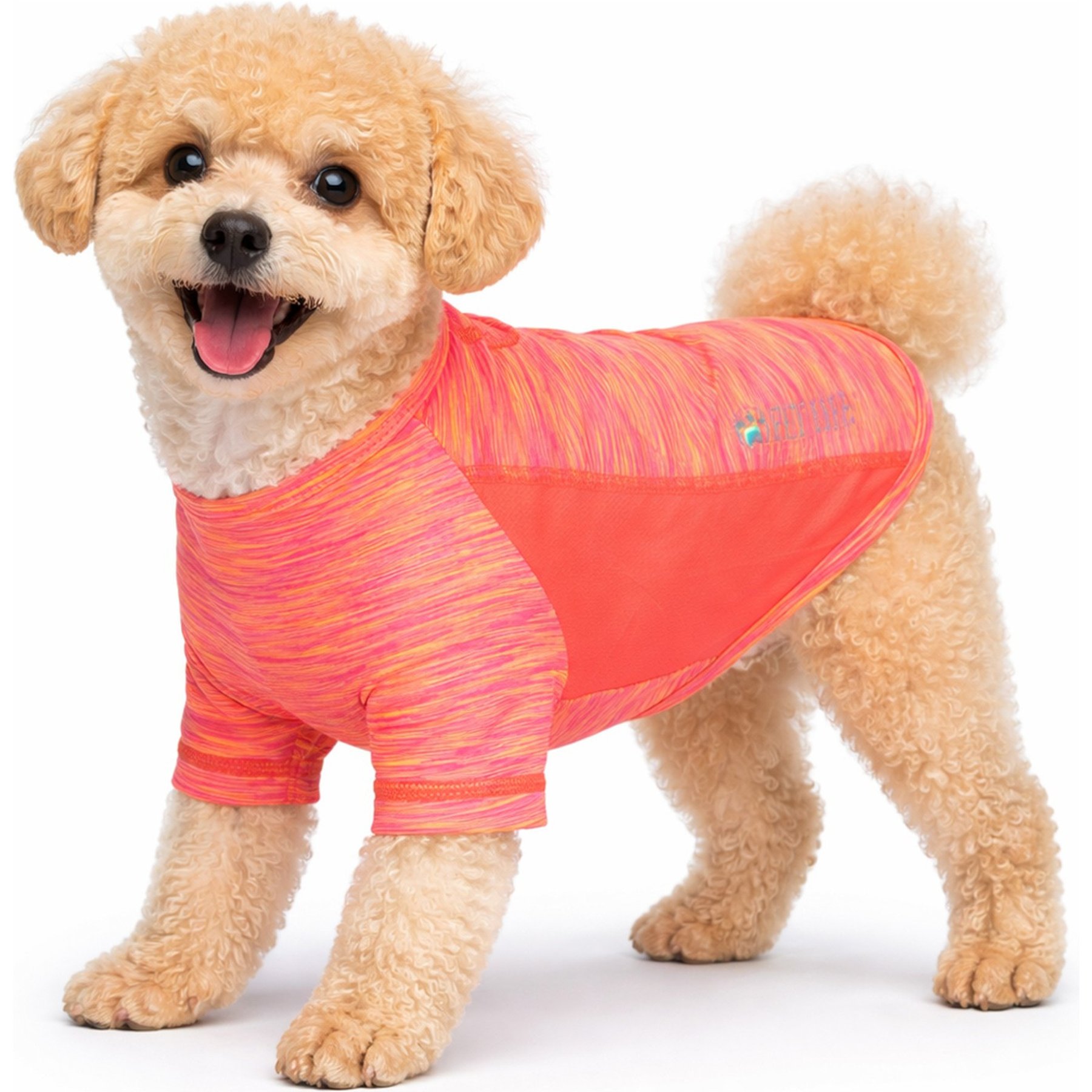 Pet Life Active Warf Speed Heathered Ultra-Stretch Sporty Performance Dog T-Shirt, Neon Orange Heather/Pink, X-Small