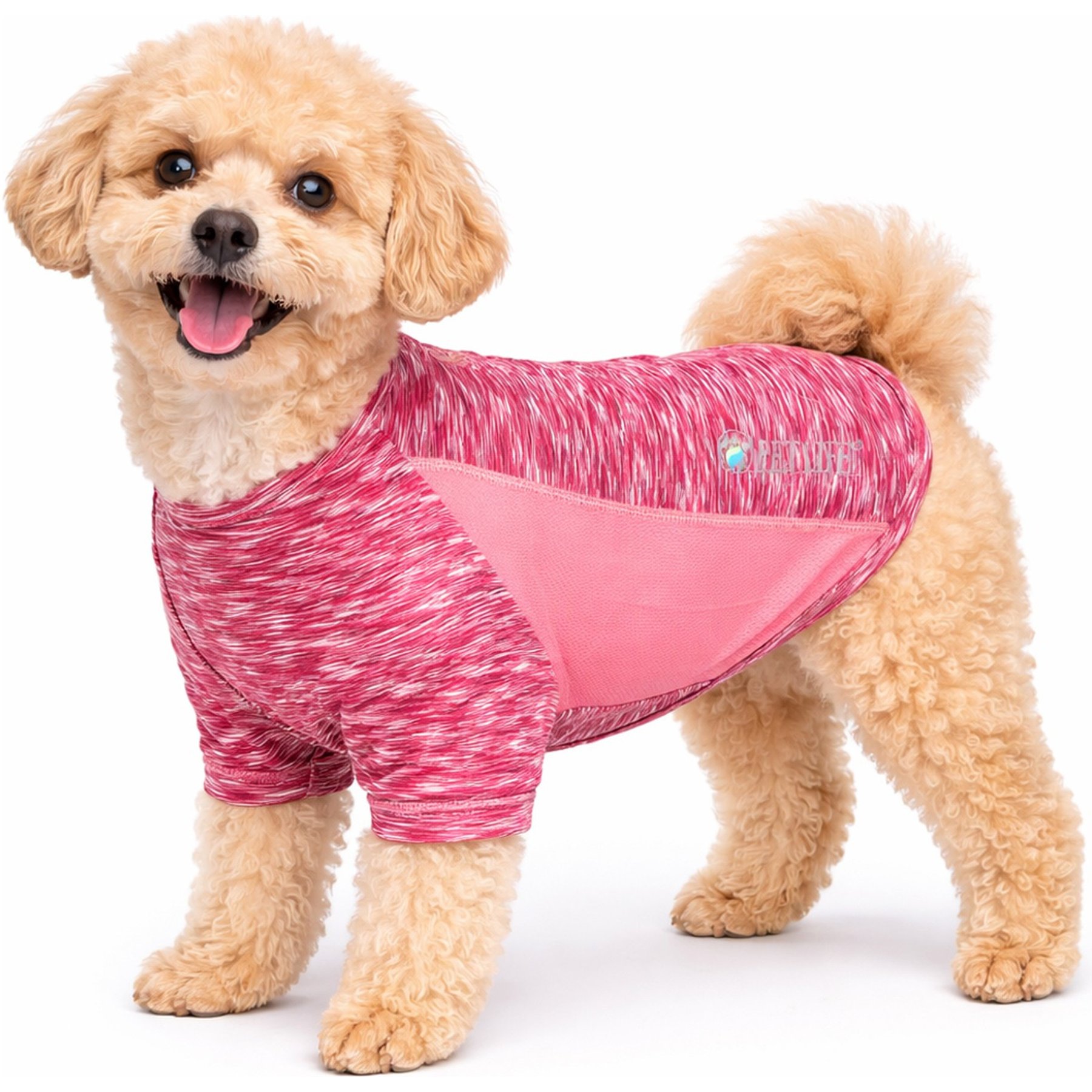Pet Life Active Warf Speed Heathered Ultra-Stretch Sporty Performance Dog T-Shirt, Pink Heather/Light Pink, Small