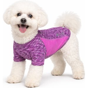 Pet Life Active Warf Speed Heathered Ultra-Stretch Sporty Performance Dog T-Shirt, Purple Heather/Purple, Small