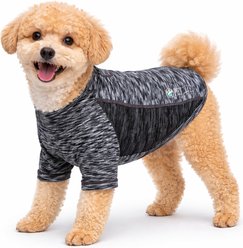 Pet Life Active Warf Speed Heathered Ultra-Stretch Sporty Performance Dog T-Shirt, Black Heather/Black, X-Small
