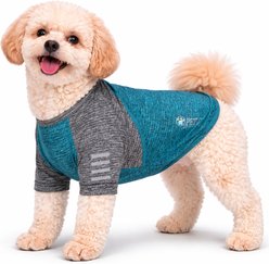 Pet Life Active Hybreed 4-Way Stretch Two-Toned Performance Dog T-Shirt, Teal/Grey, Small