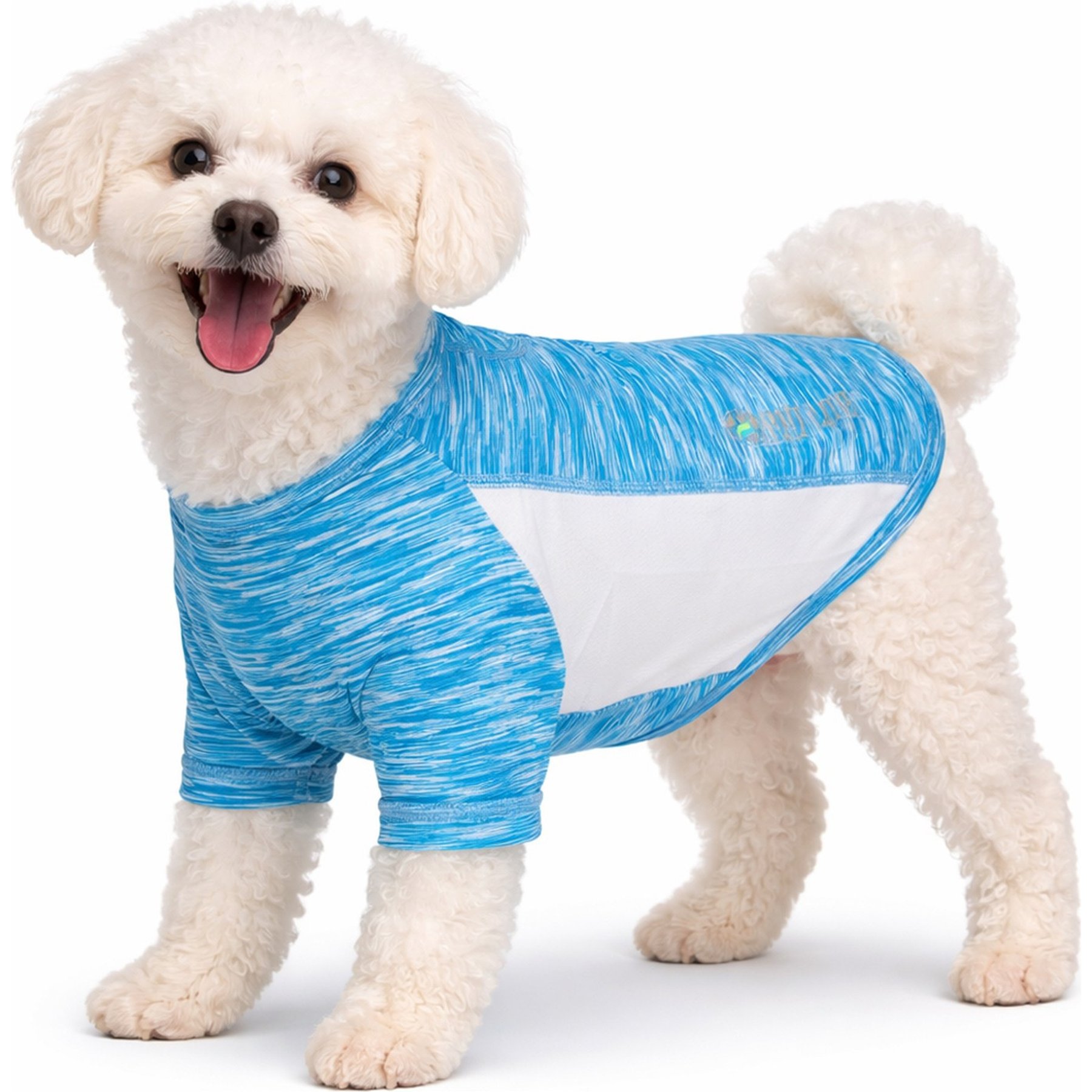 Pet Life Active Warf Speed Heathered Ultra-Stretch Sporty Performance Dog T-Shirt, Blue Heather/White, X-Small