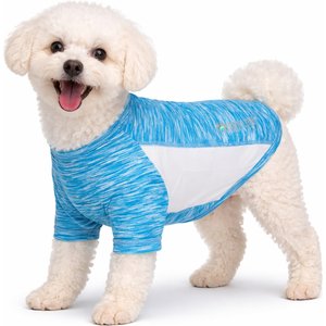 Pet Life Active Warf Speed Heathered Ultra-Stretch Sporty Performance Dog T-Shirt, Blue Heather/White, Medium