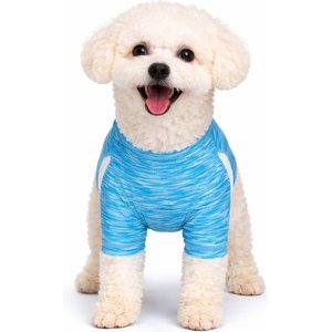 Pet Life Active Warf Speed Heathered Ultra-Stretch Sporty Performance Dog T-Shirt, Blue Heather/White, Medium