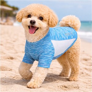 Pet Life Active Warf Speed Heathered Ultra-Stretch Sporty Performance Dog T-Shirt, Blue Heather/White, Medium