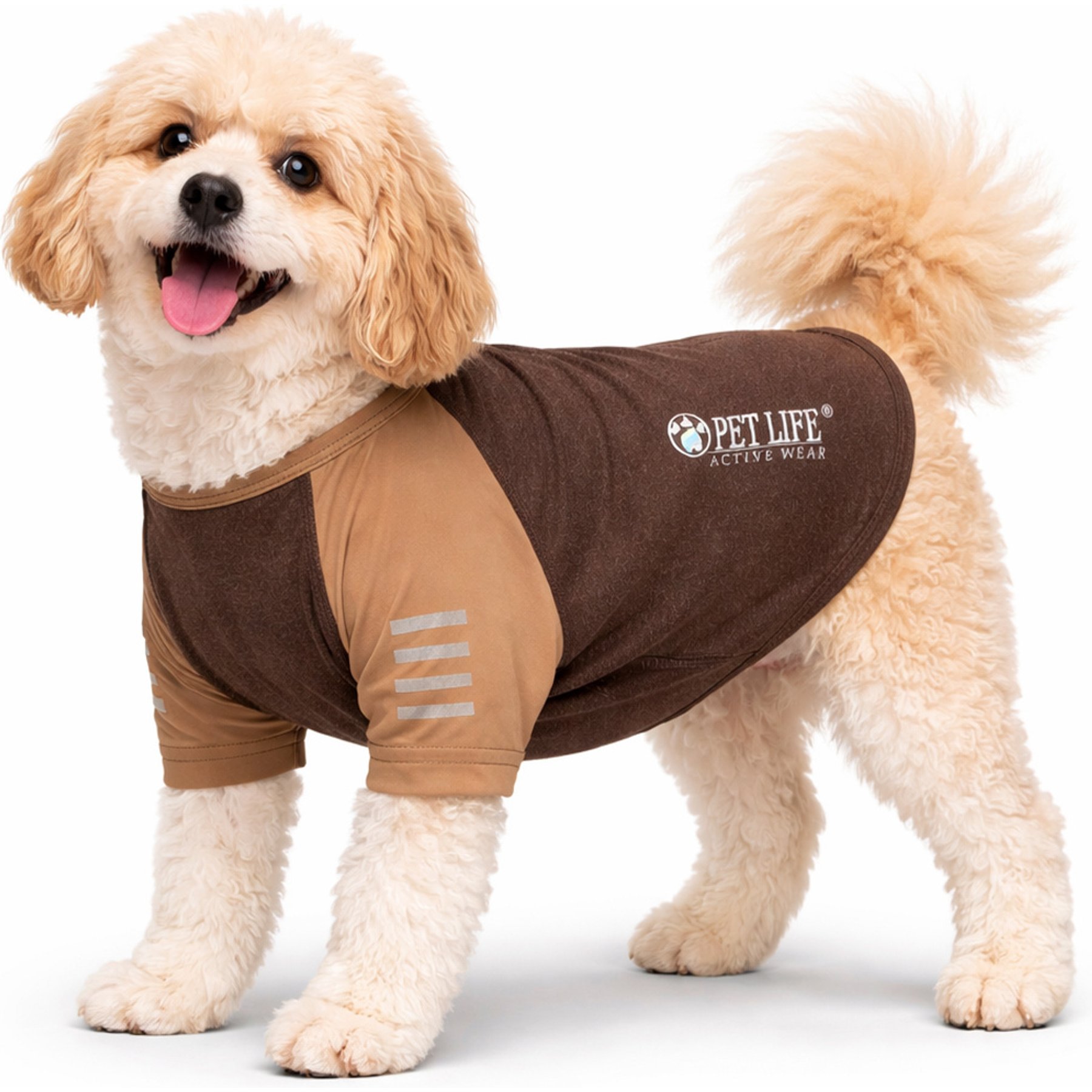 Pet Life Active Hybreed 4-Way Stretch Two-Toned Performance Dog T-Shirt, Brown, Small