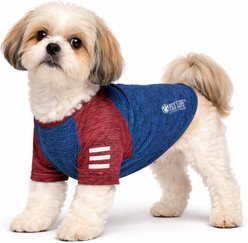 Pet Life Active Hybreed 4-Way Stretch Two-Toned Performance Dog T-Shirt, Blue/Maroon, Small