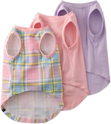 Pet Passion Pink Rainbow Plaid Muscle Tee Dog Tank, XX-Large, 3 count