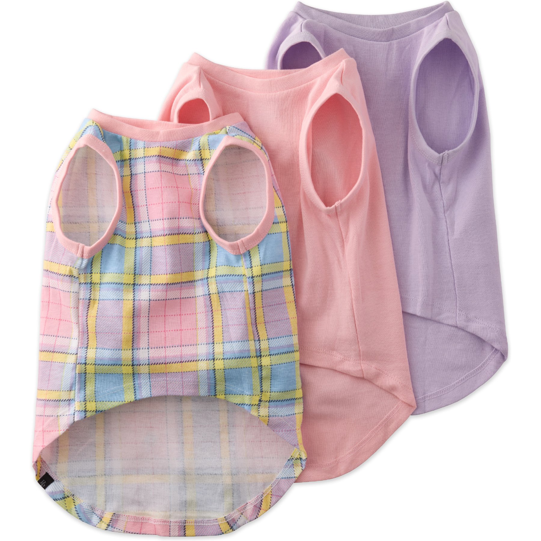 Pet Passion Pink Rainbow Plaid Muscle Tee Dog Tank, Small, 3 count