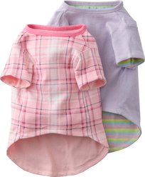 Pet Passion Pink Preppy Plaid Reversible Tee Dog Shirt, XX-Large, 2 count
