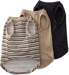 Pet Passion Black Sand Stripe Muscle Tee Dog Tank, X-Small, 3 count
