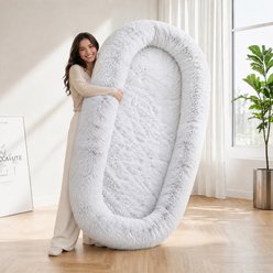 Yafylly Oversized Faux Fur Human Dog Bed, Grey slide 2 of 9