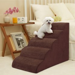 Niubya High Density Foam Extra Wide Non-Slip Bottom High Bed, Couch & Sofa Dog Stairs, Brown, 5 steps