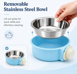 NonoPets Crate & Cage Hanging Stainless Steel Dog & Cat Bowl, Geen, 3.8-cup slide 2 of 6