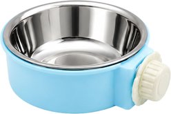 NonoPets Crate & Cage Hanging Stainless Steel Dog & Cat Bowl, Blue, 3.8-cup
