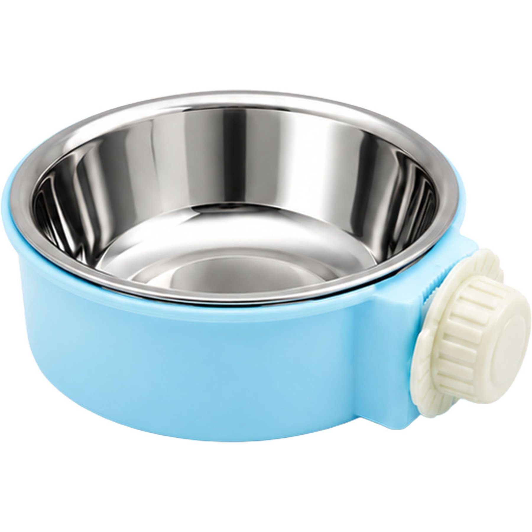 NonoPets Crate & Cage Hanging Stainless Steel Dog & Cat Bowl, Blue, 3.8-cup