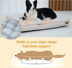 BingoPaw Deluxe Mattress Orthopedic Pillow Dog & Cat Bed with Removable & Washable Linen Cover, Khaki, XX-Large slide 2 of 9