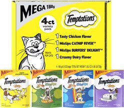 Temptations Classics & MixUps Mega Variety Pack Crunchy & Soft Cat Treats, 6.3-oz bag, case of 4
