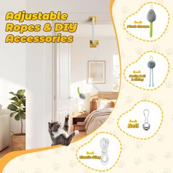 Casfuy Indoor Hanging Interactive Teaser Cat Hanging Scratcher Toy with 2 Plush Tails & 1 Bell slide 2 of 6